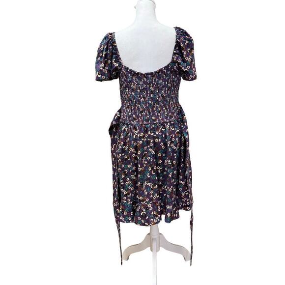 Band of the Free Coraline Purple Floral Crossover Mini Dress Medium. - Picture 5 of 8